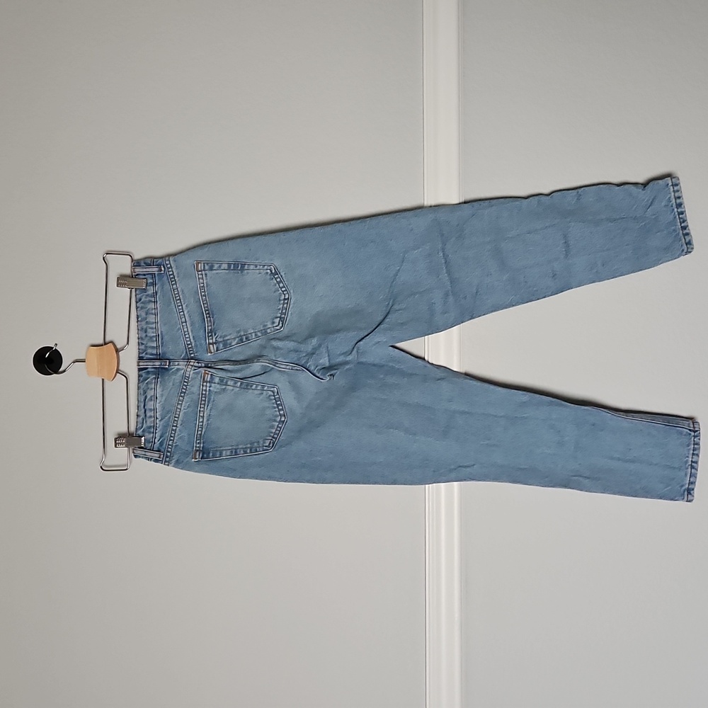Topshop Distressed High Rise Mom Jeans Light Wash 25 Blue - Picture 4 of 11